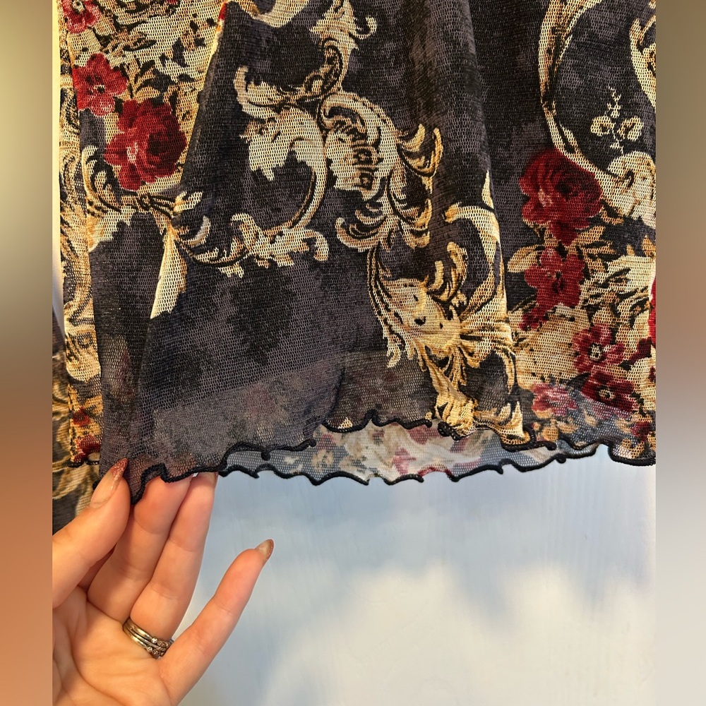 Y2K vintage Wet Seal Floral Mesh Blouse - Picture 4 of 10